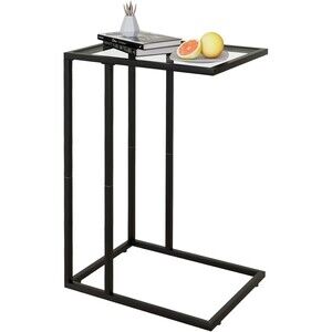 C Table Glass End Table Couch Sofa Side Table Tempered Glass Laptop Snack Bed